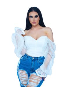 NEW! Our "Be Mine" top is a white crop top with mesh polka dot sleeves.   #nicholelynn #nicholelynncollection #top #tops #whitetop #whitecroptop #bubblesleeves #meshsleeves #polkadot #summer #summerstyle #summerlooks #summeroutfits #outfits #outfitinspo #cuteoutfits #fashionable #fashionableoutfits #trends #trendy #trendyclothes #spring #springstyle #fashionista #ootd #ootn #puffsleeves #cuteshirts #girlyoutfits #boutique Puff Long Sleeves, Be Mine, White Crop, White Crop Top, Papua New Guinea, Guinea Bissau, Cute Shirts