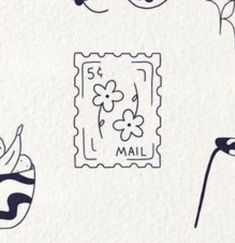 the stamps have been drawn on paper to make them look like they are in different designs