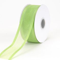 a roll of lime green organe ribbon on a white background with a light green edge