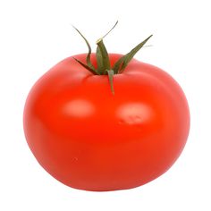 a close up of a red tomato on a white background with clipping for text