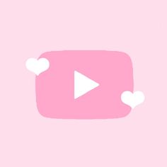 a pink background with white hearts and a play button