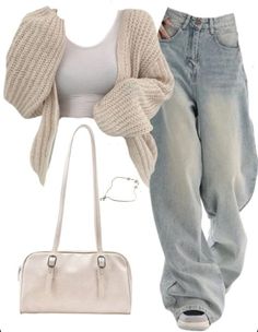 Shein Cargo Jeans, Cute Outfits Cardigans, Cardigans Outfits For Women, Cute Street Style Outfit Ideas, Outfit Ideas Soft Aesthetic, Style Inspiration Feminine, Outfit With Jeans Summer, New Jeans Style Outfits, Boyfriend Outfits For Women