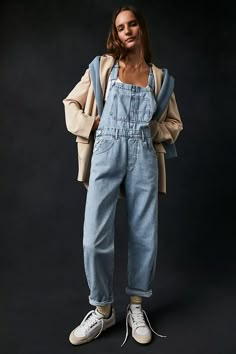 We The Free Ziggy Denim Overalls | Free People Long Jumpsuit Casual, Overalls For Women, Wide Leg Romper, Overall Jumpsuit, Trendy Denim, Tapered Leg Jeans, Jean Pants, Denim Romper, Formal Dresses For Women