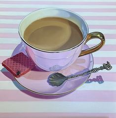 a painting of a cup of coffee on a saucer