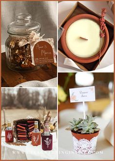 several different pictures with candles in them and some cards on the table next to each other