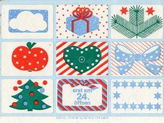 an old fashioned christmas card with different designs