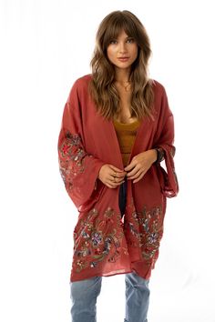 Long Floral Kimono, Long Kimono Cardigan, Embroidery Kimono, Floral Kimono Cardigan, Beach Kimono, Embroidered Kimono, Boho Kimono, Long Kimono, Cardigan Long