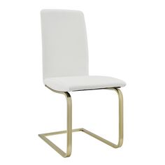 a white chair with gold legs on a white background