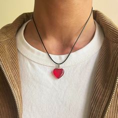 Y2k 2000s Vintage Silver Cute Red Heart Pendant Chain Necklace These Chains Are Unisex :)! Brand New Red Heart Pendant, Red Heart Necklace, 2000s Vintage, Mens Accessories Jewelry, Y2k 2000s, Heart Jewelry, Y2k Style, Red Heart, Heart Necklace