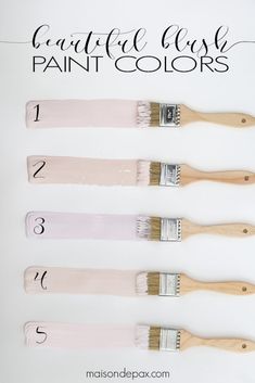 four paint brushes with different colors and text overlay that says create easy paint colors