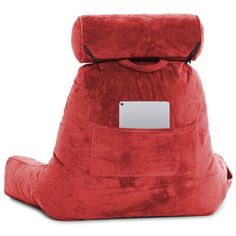 a large red bag with a laptop on it's back and its pocket open