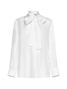 Shirt from Blanca VitaComposition: Natural (other)->silk, 100% Designer Silk Tops For Work, Designer Silk Shirt For Fall, Designer Silk Tops For Office, White Silk Tie Neck Top, Designer Silk Top For Formal Occasions, Classic White Silk Shirt, Designer Silk Tops For Fall, Designer Silk Tops For Daywear, White Long Sleeve Silk Shirt