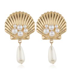 Whether you're dressing up your casual ensembles of finishing off your formal-wear, these chic 18k gold-plated earrings bring a touch of sophistication to your look. 1.54" W x 2.6" L 18k gold-plated copper / pearl Copper Pearl, Earring For Women, Pearl Earring, Accessories Jewelry Earrings, Gold Plated Earrings, Metal Jewelry, Jewelry Gift, Sea Shells, Women's Earrings