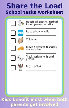 a checklist with the words share the load and school tasks worksheet on it