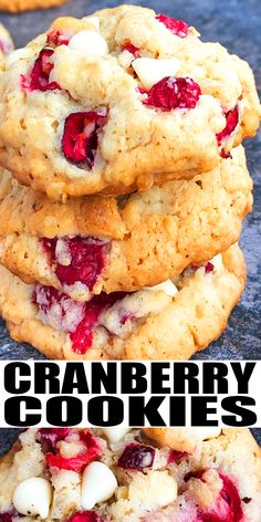 cranberry cookies stacked on top of each other