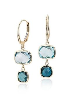 The perfect sea breeze color, these drop earrings feature sky and London blue topaz gemstones to create a beautiful ombre effect. Jewelry Advice, Blue Topaz Earrings, Gold Chain Jewelry, Gold Diamond Earrings, Leverback Earrings, Topaz Earrings, Blue Jewelry, Earrings Blue