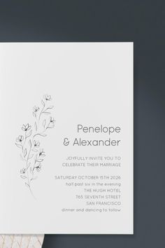 an open book with flowers on it and the words penelope and alexandria written in black ink