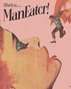 an advertisement for man eater with the image of a man being chased by a bird