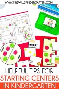 colorful activities for kids to do in the classroom with text overlay that reads helpful tips for starting centers in kindergarten