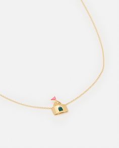 Necklace with rolo chain. Loop closure. Adjustable length (41 - 43 - 45 cm). Hand-enamelled. Single diamond (0,01 ct). Color: gold. Composition: 9k Gold Gold Enamel Necklace With Cable Chain, Chain Loop, Zegna Shoes, Enamel Necklaces, Ring Watch, Pendant Rings, Rolo Chain, Bridal Shoes, Manolo Blahnik