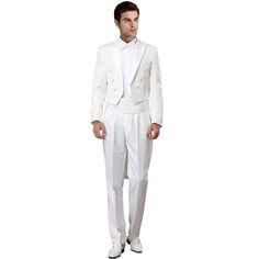 PRICES MAY VARY. !!!Please Use The Size Chart Image on the Left. Do not use Amazon's "Size Chart" link.!!!! -Feature:Classic Tuxedo Costume Suit,Long sleeve,Two rows of buttons on the chest. -Material: polyester，uniform cloth -Pacakge Includes:Tuxedo Jacket，Pants，Waistband，Bowtie(Hat and Shirt is NOT included) -Use Occasions:It's Suitable for any Seasons. Good For Christmas, Show, Wedding, Festival, Party, Birthday, Daily Life, etc. Men's Wedding Tuxedo Peak Lapel Suit, Tail Coat, Wedding Tuxedo, Classic Tuxedo, White Dress Shoes, Tuxedo Wedding, Peak Lapel, Tuxedo Jacket, Vintage Hollywood