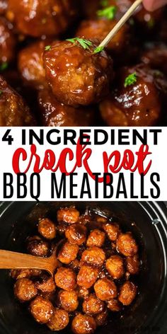 four ingredient crock pot bbq meatballs