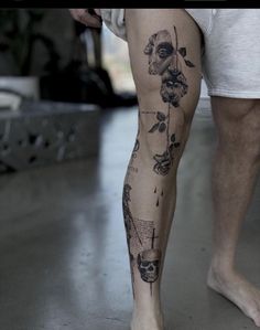 a man with a tattoo on his leg