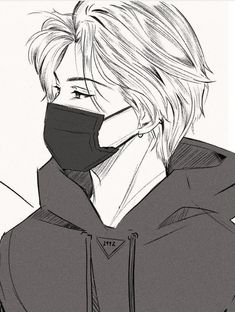 an anime character wearing a face mask