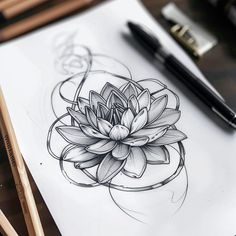 Water Lily Tattoo Design Kit Water Lily Tattoo Design, Water Lily Tattoo, Lily Tattoo Design, Mastectomy Tattoo, Henna Stencils, Dahlia Flower