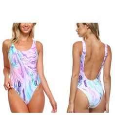 Envya Izzy Magic Marble High-Leg One Piece Swimsuit S Nwt Our Favourite One-Piece Features A Low Scoop Back With Flattering High Rise Design. Unique Print On Spandex Blend Material Keeps You Super Trendy And Comfy By The Pool! Removable Padded Cups High Leg Design Moderate Seat Coverage 85% Nylon | 15% Spandex Fine Matte Fabric With Superior Stretch Care Fits True To Size Model Is Wearing A Size Small Height 5'7" Bust 34c (87cm), Waist 24" (61cm), Hips 34" Length 27.5 3binb Purple Bodysuit For Poolside During Beach Season, Purple Bodysuit For Poolside And Beach Season, Purple Bodysuit For Pool In Spring, Purple Bodysuit For Pool And Spring, Spring Purple Bodysuit For Pool, Purple One-piece Swimwear For Spring, Purple Lined Swimwear For Spring, Purple Beachwear Bodysuit For Poolside, Purple One-piece Spring Swimwear