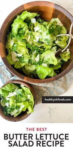 Lettuce salad in a bowl with the words the best butter lettuce salad recipe