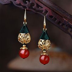 Comfortable, One of Kind. Earrings online shop,|Chinese Traditional|Earrings|Agate|Female|Red Retro Earring, Boho Style Jewelry, Agate Earrings, Ethnic Earrings, Red Agate, Long Pendant, Gold Drop Earrings, Agate Pendant, Online Earrings