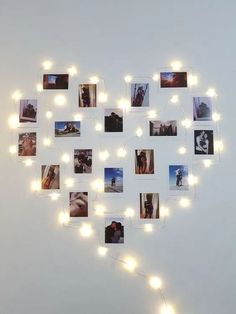 a heart made out of photos and lights