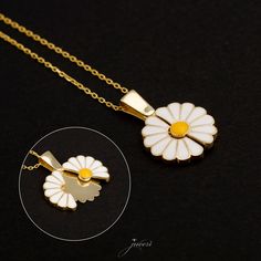 Introducing our stunning Personalizable Daisy Necklace - a beautiful and unique piece of jewelry that you can customize to make it truly one-of-a-kind. The necklace features a delicate daisy pendant crafted from high-quality materials, and it comes with the option to add your own personal touch. To make it even more special, you can add your desired initials or a short message of your choice to the pendant. This personalization option makes the necklace an excellent gift for someone special or a Unique Jewelry For Mother's Day Gift, Valentine's Day Jewelry With Flower Charm As Gift, White Pendant Jewelry Gift, Flower Shaped Necklaces For Mother's Day Jewelry Making, Unique Jewelry Gift For Mother's Day, Unique Jewelry As Mother's Day Gift, Mother's Day Birth Flower Jewelry For Jewelry Making, White Sterling Silver Flower Necklace For Mother's Day, Flower Necklace For Valentine's Day Gift