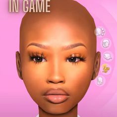 an animated image of a woman's head with the words in game above it