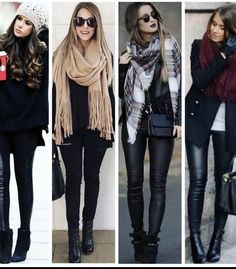 Clothing Ideas, Outfit Posts, Winter Scarf, Plaid Scarf, Instagram A, Fashion Blog, No Instagram, Winter Outfits, Leather Pants