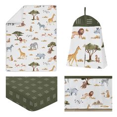 three baby blankets with different animals on them