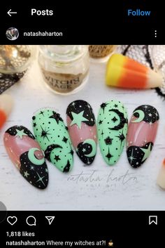 Witch Nails, Stiletto Nail Art, Matte Top Coat, Punk Nails, Nail Techniques, Goth Nails, Glamour Nails, Gem Nails, Star Nails