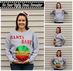 A Sweater Perfect for Your Baby Bump Ugly Christmas Sweater Pregnant, Unique Ugly Christmas Sweater, Christmas Maternity, Diy Christmas Sweater, Hanukkah Sweater, Ugly Sweater Diy, Diy Ugly Christmas Sweater, Tacky Christmas Sweater, Ugly Xmas Sweater