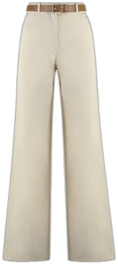 Luxury Beige Wide Leg Pants With Elastic Waistband, Luxury Beige Tapered Leg Bottoms, Luxury Cream Wide Leg Cotton Pants, Luxury Khaki Straight Leg Pants, Max Mara Trousers, Max Mara, Straight Leg Pants, Short Pants, Leg Pants