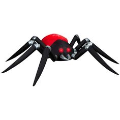 a red and black spider with large claws