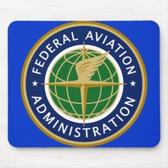 the federal aviation adminstraation logo is shown in front of a cloudy sky