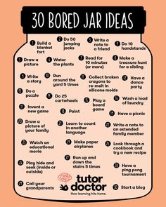 Hearing I'm boredat homeCreate a Bored Jar and fill it with simple activities that can be enjoyed at homeWhenever you hear the complaintjust reach for an activity out of the jarA bored jar is a fun and creative way to keep kids active. Bored Jar Ideas, Studera Motivation