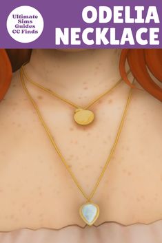 an animated image of a woman wearing a necklace with a heart shaped pendant on it