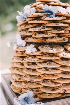 a stack of cookies sitting on top of a table