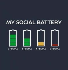 four batteries with the words, my social battery