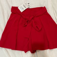 Zara Red Dress Shorts. Never Worn. Side Zip At Waist. Fits True To Size And Sits Mid/High Rise On Waist (Hits Right Above My Belly Button). Size Small. Chic Red Bottoms For Going Out, Casual Solid Color Shorts For Party, Solid Summer Party Shorts, Solid Color Party Shorts For Summer, Spring Party Shorts In Solid Color, Red Bottoms For Day Out, Casual Summer Shorts For Date Night, Chic Red Shorts For Spring, Casual Shorts For Date Night In Summer