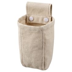 a canvas storage bag with two buttons on the front and one button in the back