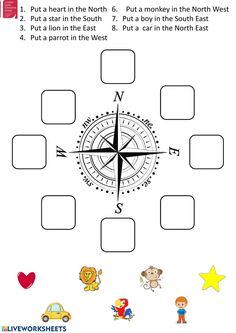 a worksheet for kids to learn how to read the compass and other things