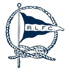 the rlfc logo is shown in blue and white with a rope around it